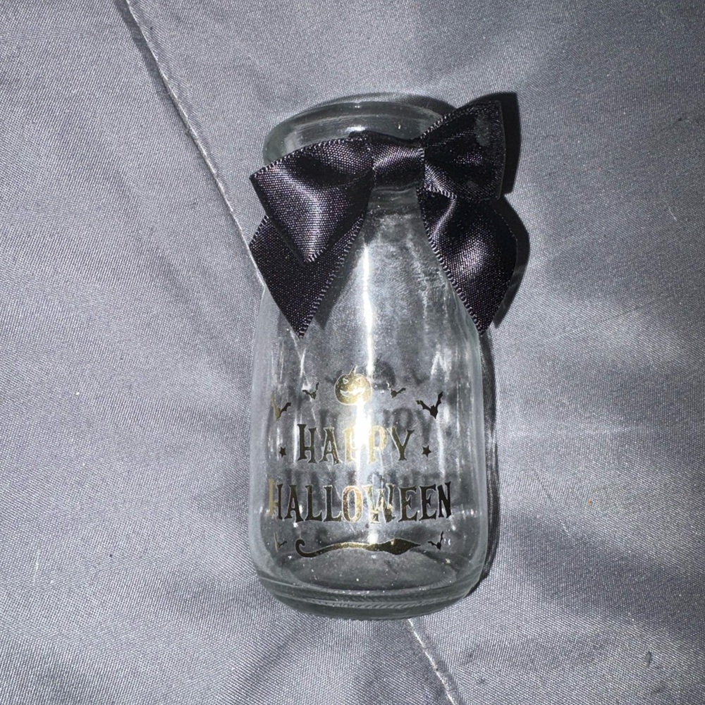 Black Bow Halloween Glass Vase